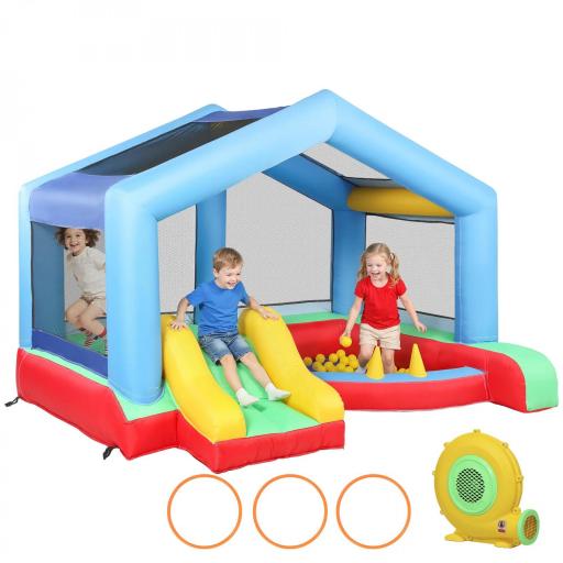 Castillo Hinchable para Niños con Soplador Tobogán Cama Elástica Piscina de Pelotas Juego de Aros Toldo [9]