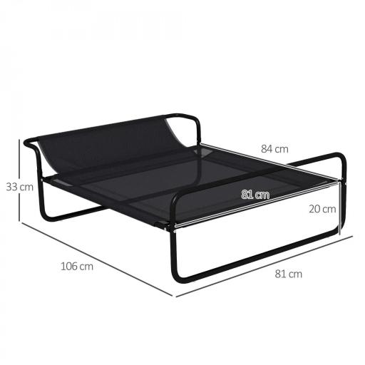 Cama Elevada para Perros Refrescante y Transpirable 106x81x33 cm Malla de Textilene Reposacabezas Inclinado Negro [1]