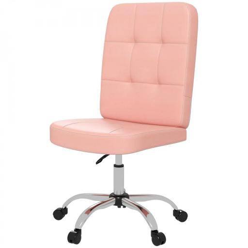 Silla de Oficina sin Brazos Silla de Escritorio Giratorio de Piel Sintética con Altura Ajustable 45x59x90-100 cm Rosa [8]