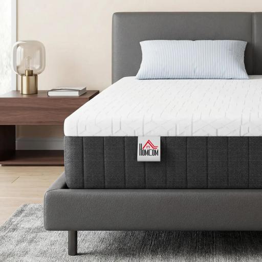 Colchón 190x135 cm Grosor 25 cm Colchón Viscoelástico de Muelles Ensacados de 7 Zonas Firmeza Media Funda Lavable [8]