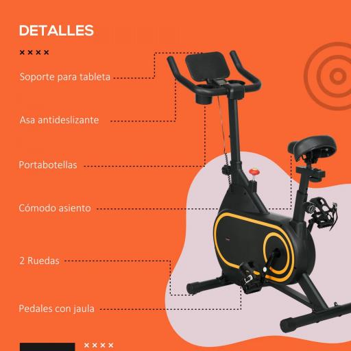 Bicicleta Estática con Asiento y Manillar Ajustables Pantalla LCD Volante Inercia 4 kg y Soporte para Botella Negro [2]