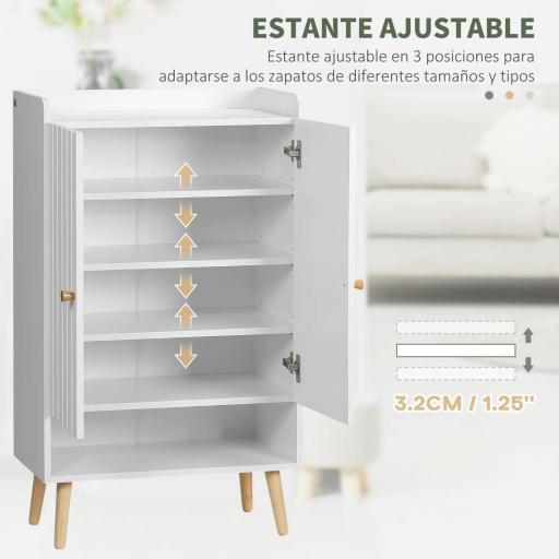 Mueble Zapatero con 2 Puertas Armario de Zapatos para 15 Pares de Zapatos para Pasillo Entrada 60x33x100cm Blanco [5]