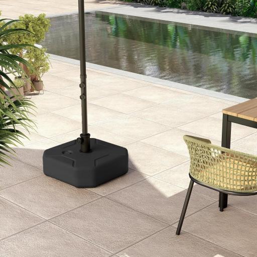 Base para Sombrilla Cuadrada Soporte de Parasol de Postes Ø38 mm Ø48 mm Rellenable de Arena 25 kg o Agua 20 kg Negro [7]