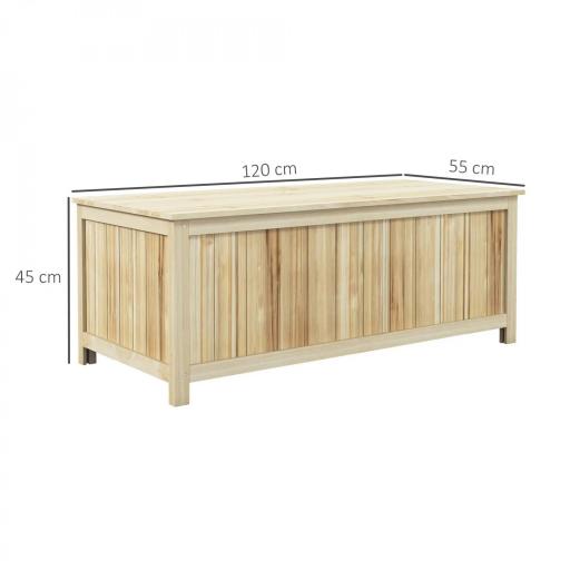 Arcón Exterior de Madera 172 L Baúl Almacenaje con Tapa Abatible Resistente a la Intemperie para Jardín Madera Natural [1]