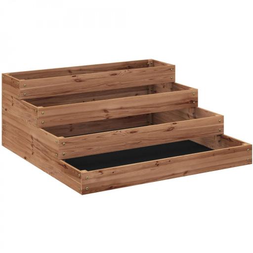 Jardinera de Madera Elevada de 4 Niveles con Diseño de Escalera para Cultivos Plantas Flores 113x113x46 cm Café Oscuro [9]