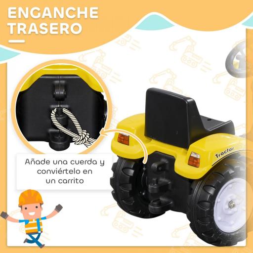 Tractor a Pedales para Niños a partir de 3 Años Excavadora con Pala Delantera Carga 35 kg 114x41x52 cm Amarillo [5]