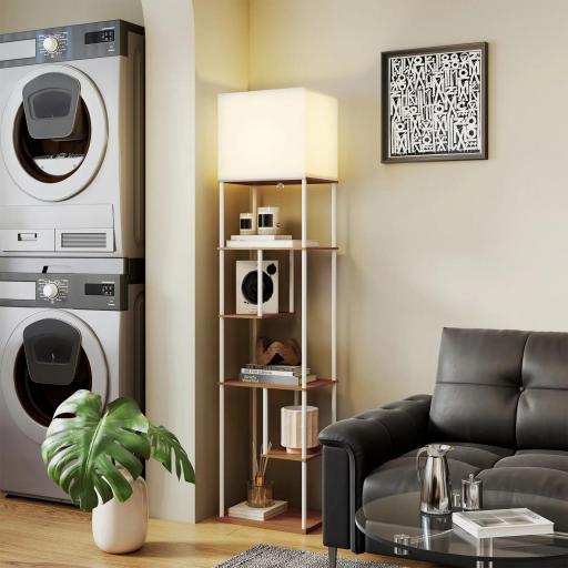 Lámpara de Pie con Estantes Temperaturas de Color Ajustable 3000K-6500K Control Remoto Bombilla E27 Natural [3]