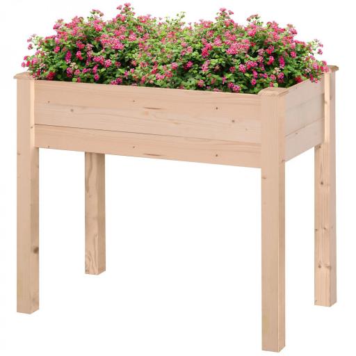 Huerto Urbano Elevado de Madera 86x46x76 cm con Tela no Tejida para Cultivos Plantas Flores Natural [9]