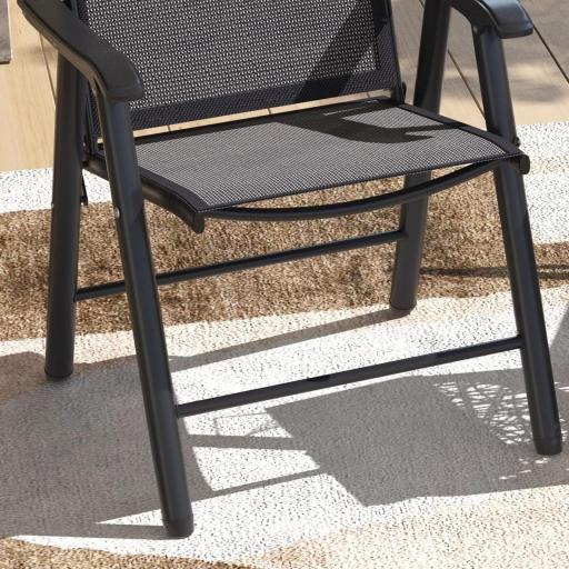 Conjunto de 2 Sillas de Camping Plegables con Reposabrazos para Jardín Terraza Carga 110 kg 58x64x94 cm Gris Oscuro [7]