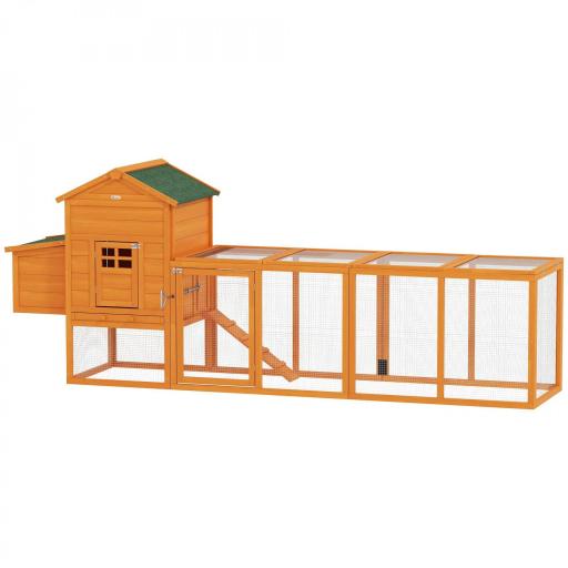 Gallinero de Madera Grande para 3-6 Gallinas con Techo Asfáltico Nido y Bandeja Extraíble 297,5x68x118 cm Natural [11]