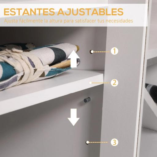 Aparador de Cocina con 3 Puertas de Vidrio y Botellero en Forma X para 4 Botellas 90x37x75 cm Blanco [3]