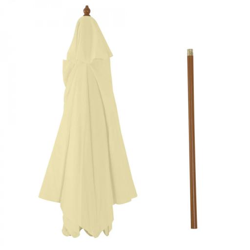 Sombrilla Parasol de Madera 250x230 cm para Exterior con 6 Varillas Sistema de Polea Color Crema [5]