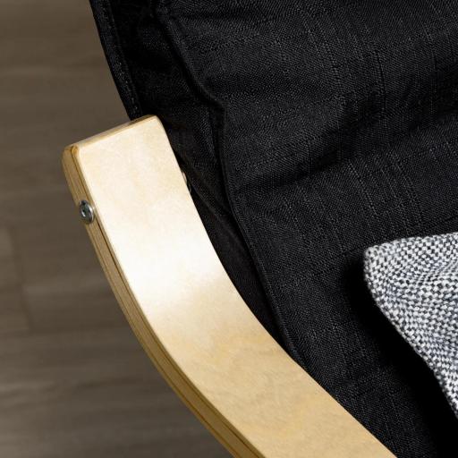 Sillón de Salón con Reposapiés Ajustable Butaca Tapizado en Tela para Oficina Dormitorio 66,5x94x100cm Negro [7]