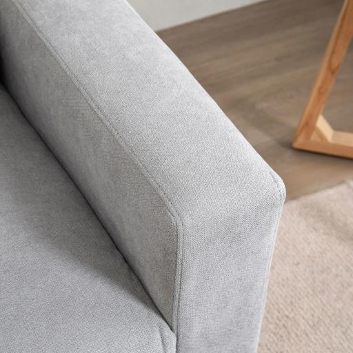 Sofá de 2 Plazas con 2 Cojines Reposabrazos y Patas de Madera de Caucho para Dormitorio Oficina 145x76x88 cm Gris [6]