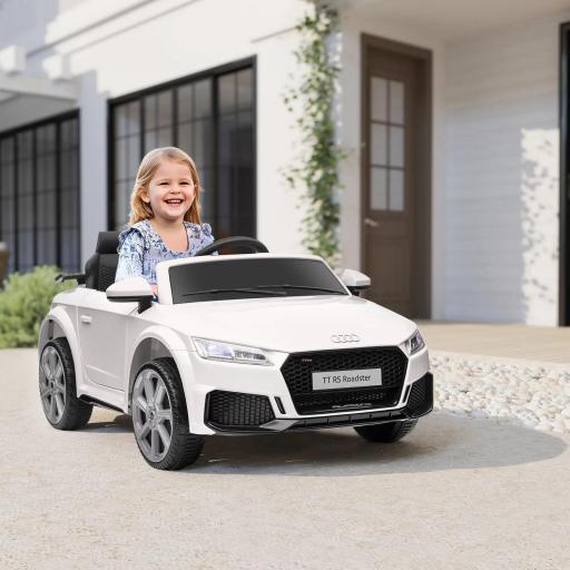 Coche Eléctrico para Niños de 3+ Años Audi TT Eléctrico 12V con Velocidad 3 km/h Mando a Distancia 102x60x44 cm Blanco