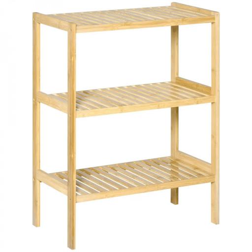 Estantería de Bambú de 3 Niveles Estantería de Pie Moderno Estante de Almacenamiento para Baño Cocina Salón Dormitorio Antivuelco 62x33x80 cm Natural [8]
