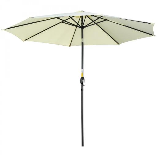 Sombrilla de Jardín Ø295x250 cm con Manivela Parasol Exterior con Mecanismo de Inclinación y Poste Desmontable Beige [8]
