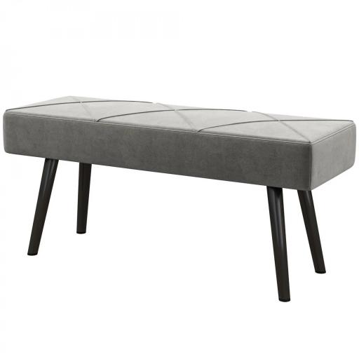 Taburete Pie de Cama Multifuncional con Pies de Acero y Asiento Acolchado para Entrada Pasillo 100x36x45 cm Gris [9]