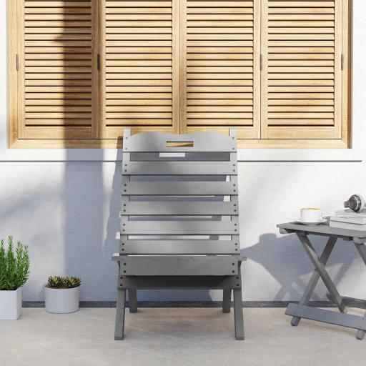 Silla de Jardín de Madera con Listones Respaldo Inclinado y Protección Multicapa para Exterior 76x48x78 cm Gris [7]