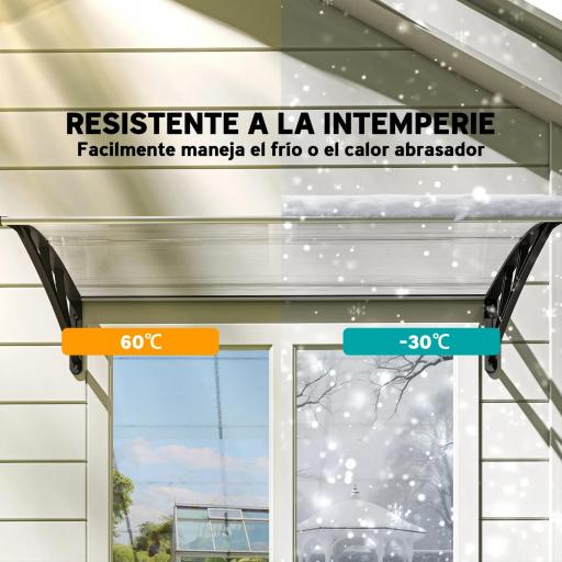 Marquesina para Puertas y Ventanas 110x60 cm con Paneles de Policarbonato Regleta de Aluminio Transparente [5]