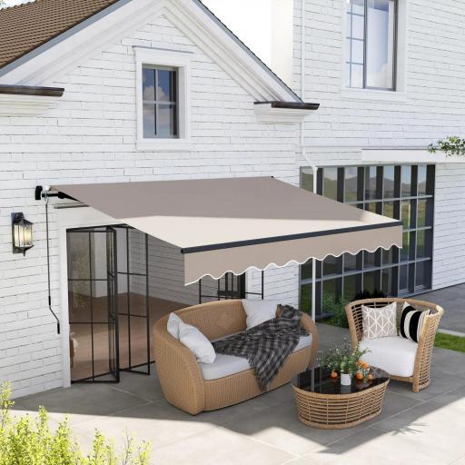 Toldo Retráctil de Aluminio para Ventanas y Puertas con Protección UV30+ y Inclinación Ajustable 360x220 cm Crema