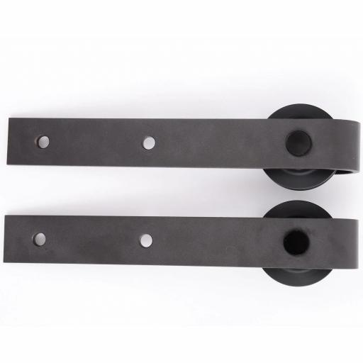 200 cm Herraje para Puerta Corredera de Madera Kit de Accesorios Guía de Riel con Tornillos Carga Máx. 90 kg Acero al Carbono Marrón [7]