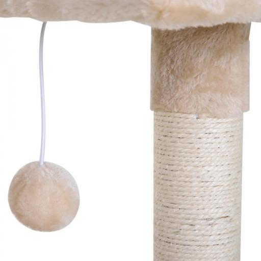 Árbol Rascador para Gatos Centro de Actividad Plataforma Caseta Postes de Sisal Hamaca Bola 50x36x70 cm Beige [5]