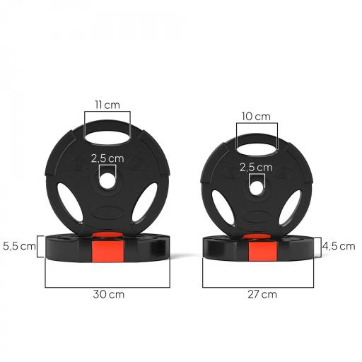 Juego de Discos Pesas de 4 Piezas 2x5 kg 2x7,5 kg con Orificios de 2,5 cm para Entrenamiento Fitness en Hogar Negro [1]