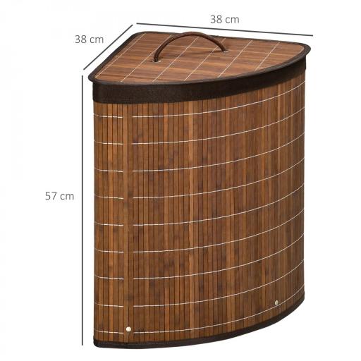Cesto para Ropa Sucia de Bambú Capacidad de 55L Cesta para la Colada en Forma de Abanico 38x38x57 cm Marrón [1]