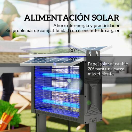 Lámpara Antimosquitos Eléctrica con Luces LED 25W para Exterior Efecto 200 m² con Soporte 51,5x35x93,5 cm Negro [7]