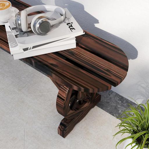 Banco de de Madera con 2 Ruedas Decorativas Estilo Rústico Carga 200 kg 120x29x39 cm Carbonizado [7]