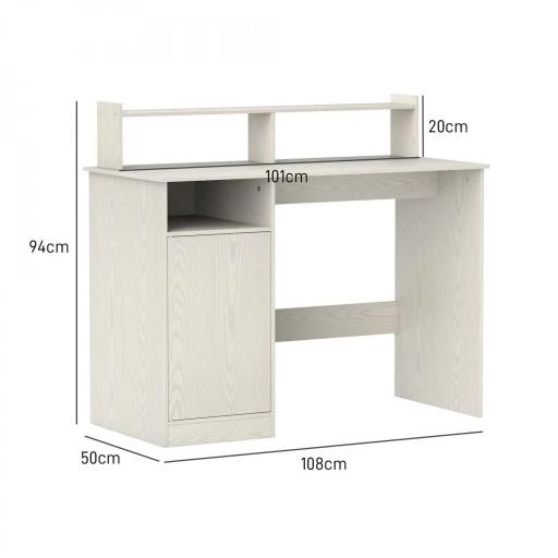 Escritorio con Estantería Moderno Escritorio con Compartimentos Abiertos Soporte para Monitor 108x50x94 cm Crema [1]