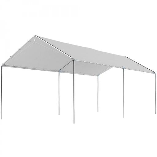 Carpa Garaje para Coche 3x6 m Cochera Portátil Impermeable con Toldo de Tela PE y Marco de Acero Galvanizado Blanco [8]