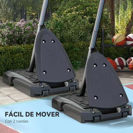 Canasta de Baloncesto Ajustable 236-293 cm con Ruedas Tablero de PC Base Rellenable para Exterior Negro [3]