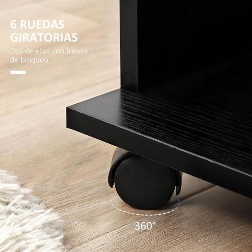 Armario Abierto con Ruedas 2 Barras y Estantes para tener Ropa Colgada y Doblada en el Dormitorio 120x40x128 cm Negro [8]