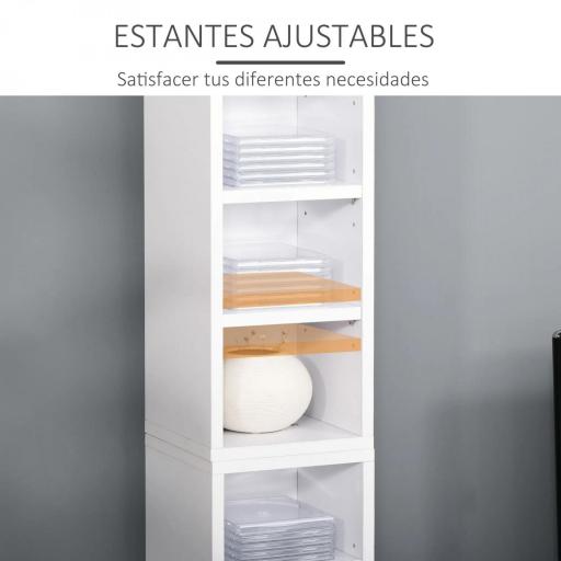  2 Estanterías para CD o DVD con 12 Compartimentos para 204 CD's y Estante Ajustable 21x22,5x88,5 cm Blanco [3]