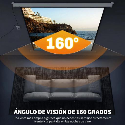 Pantalla de Proyector Eléctrica 92 Pulgadas Pantalla de Proyección con Control Remoto Formato 1:1 HD 4K Blanco [3]