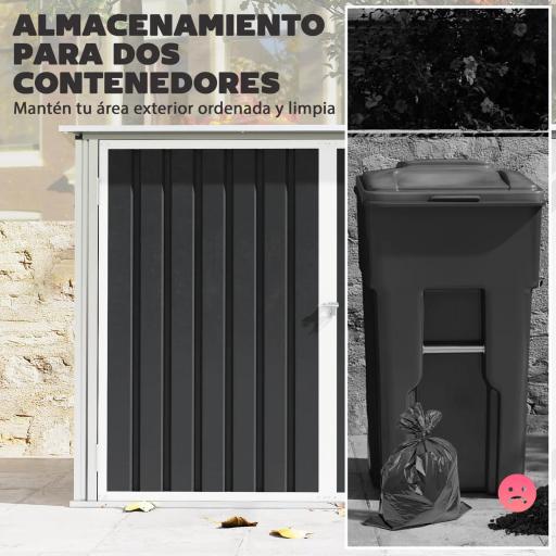 Cobertizo para Contenedor de Basura Doble con Tapa Abatible y Puertas Doble 179,5x108x129,5 cm Gris Oscuro [5]