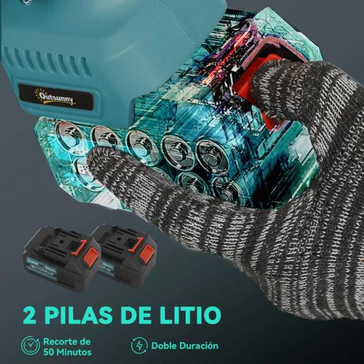 Mini Motosierra Bateria 8 Pulgadas 6000mAh con 580W Motor sin Escobillas 2 Baterías Palo Telescópico para Podar Árboles [5]