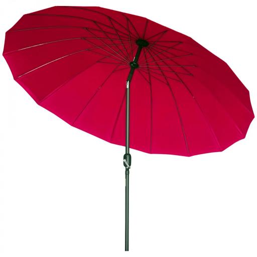 Sombrilla de Jardín Ø250x240 cm con Manivela Parasol con Ángulo Inclinable con 18 Varillas para Exterior Rojo Burdeos [9]