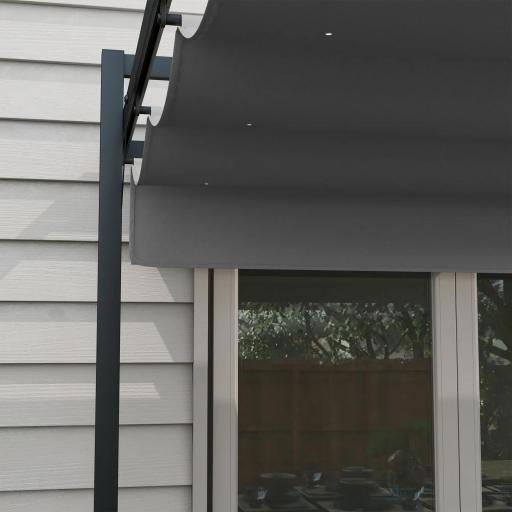 Cenador de Jardín 3x4 m con Techo Retráctil de Poliéster y 12 Orificios de Drenaje Pérgola para Terraza Gris Oscuro [4]