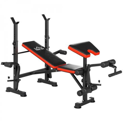 Banco de Pesas Multifuncional Banco de Musculación con Respaldo Ajustable Soporte de Barras Extensión de Piernas Almohadilla de Predicador Mariposa Entrenamiento en Gimnasio Oficina Negro [9]