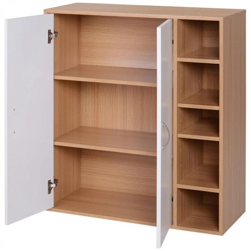 Armario Gabinete Consola Armario Bajo Mueble Organizador de Almacenaje Multiusos de Cocina Comedor Salón Baño con Puertas y Estantes Ajustables 80x32x91 cm [9]