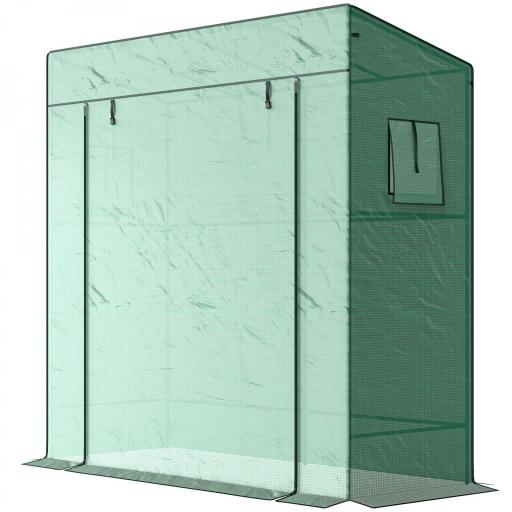 Invernadero de Exterior con Ventanas de Malla y Puerta con Cremallera para Cultivar Plantas Flores 196x77x197 cm Verde [8]