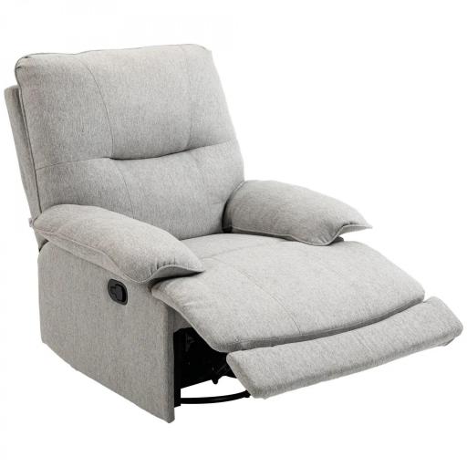 Sofá Reclinable Manual Sillón Relax Tapizado en Tela Reposapiés Carga 160 kg para Personas 150-190 cm 89x98x101 cm Gris [8]