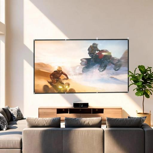 Pantalla de Proyección Manual 120 Pulgadas Formato 16:9 HD 4K/8K para Interior y Exterior Blanco