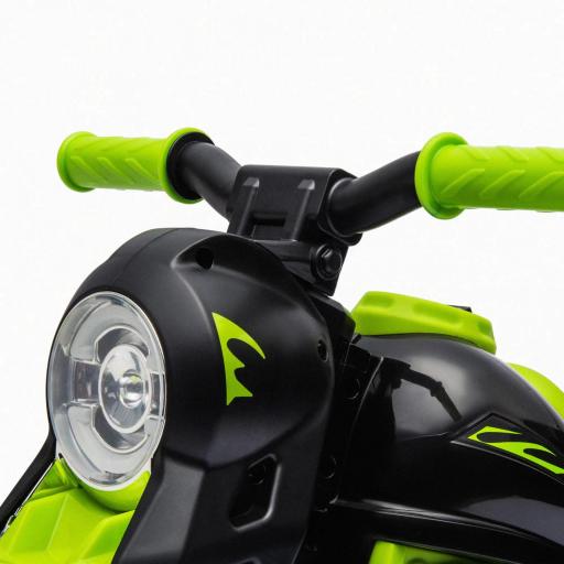 Moto Eléctrica para Niños de +2 Años con Función de Soplar Burbujas Faros Música Velocidad 3 km/h Carga 30 kg Verde [7]