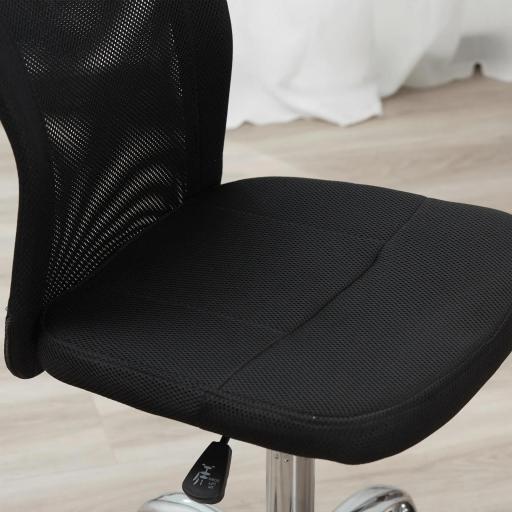 Silla de Escritorio Giratoria sin Brazos Silla de Malla con Altura Ajustable Carga 100 kg 43x58x90-100 cm Negro [5]