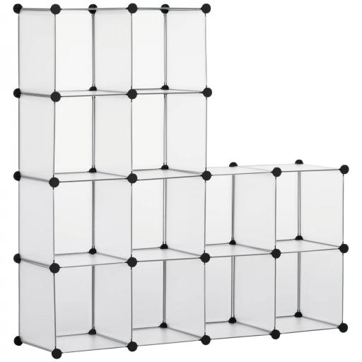 Armario Modular de Plástico Zapatero Organizador con 16 Cubos para Entrada Pasillo Dormitorio 125x32x125 cm Transparente [4]