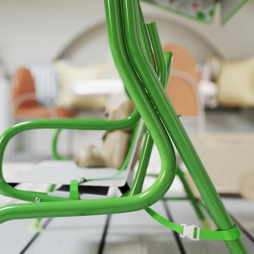 Columpio de Jardín Exterior para Niños de +3 Años con Toldo Ajustable Arnés de Seguridad 112x75x120 cm Verde [7]